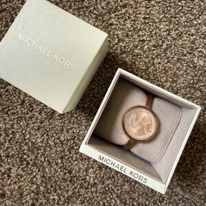 Michael Kors Rose Gold Crystal MK Bangle Watch